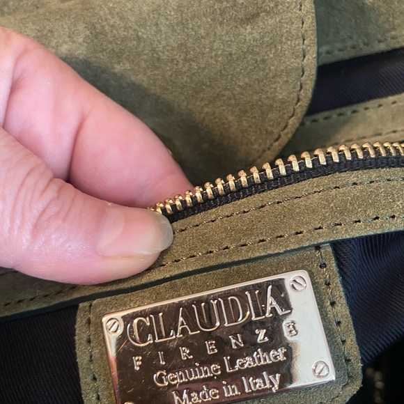 Claudia Firenze Olive Suede Satchel - Picture 4 of 7